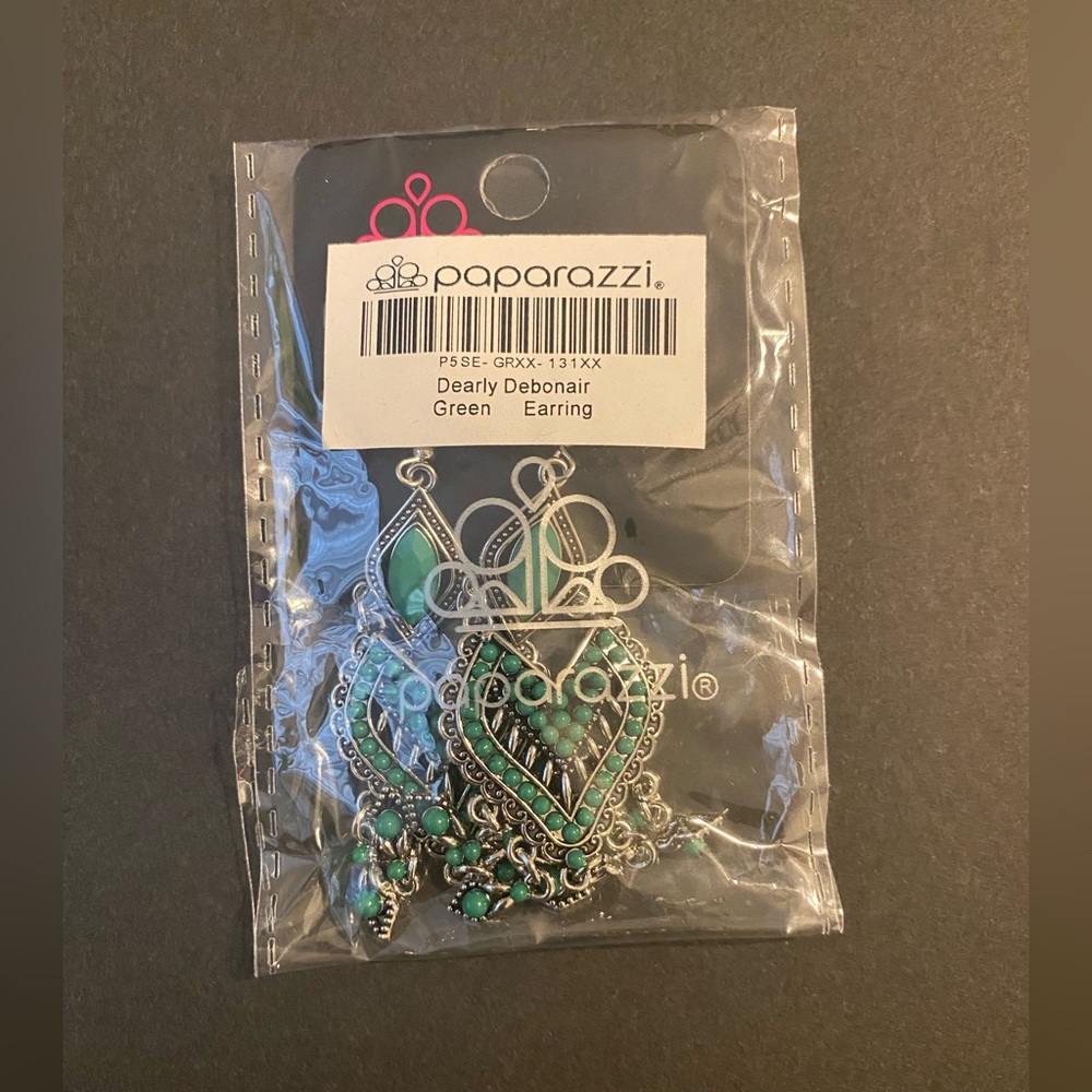 Paparazzi Dearly Debonair Green Earrings -C